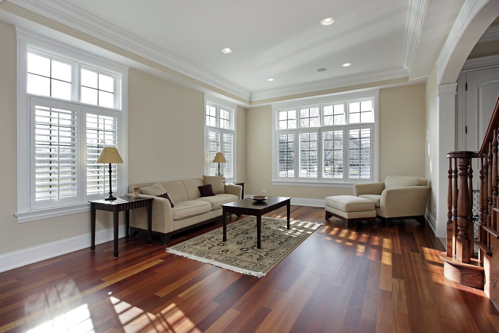 a refinished living room floor in a chamblee home