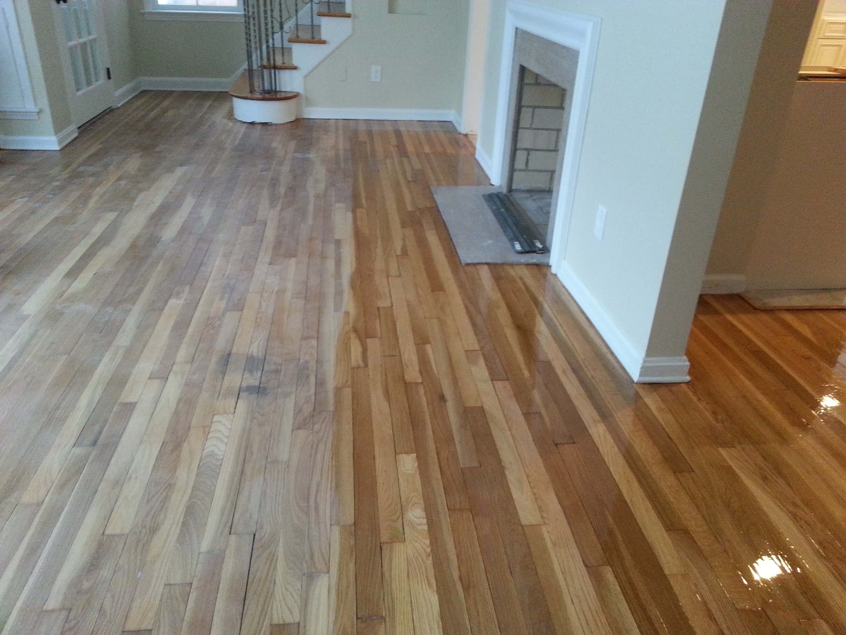 a resurfaced floor before and after shot