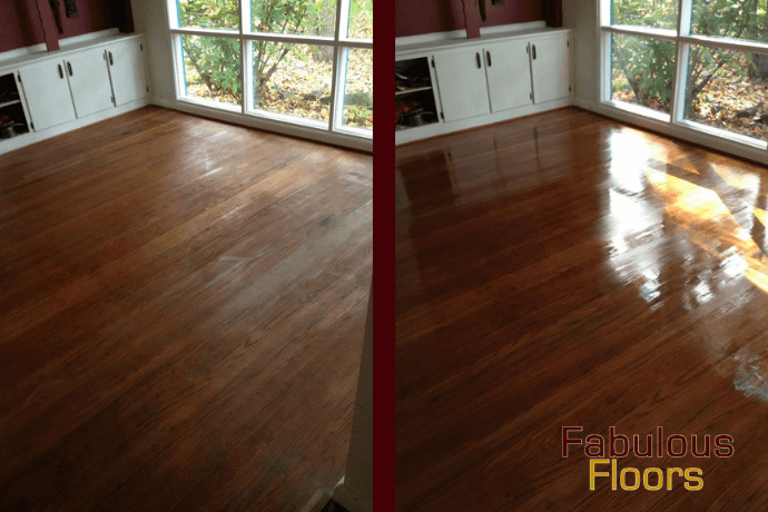 before and after hardwood floor refinishing in sandy springs, ga