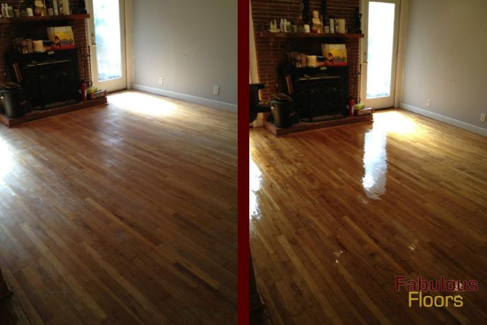 before and after hardwood floor refinishing in stockbridge, ga