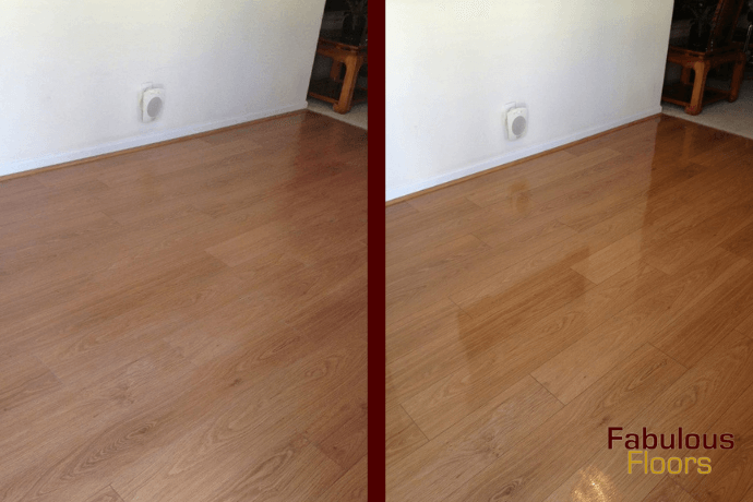 before and after of a hardwood floor resurfacing project in roswell