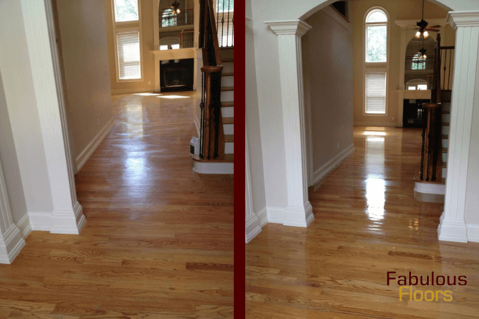 before and after hardwood floor resurfacing in gresham park, ga