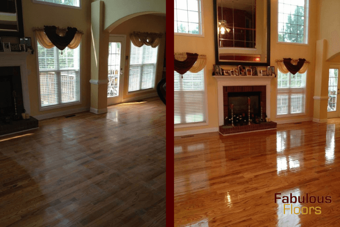 before and after hardwood refinishing service in east point, ga